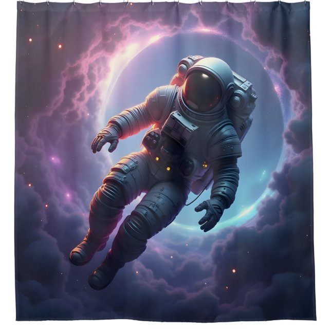 Rideaux De Douche Nebula Drift : L'Explorateur Solitaire – Art Spati (Devant)