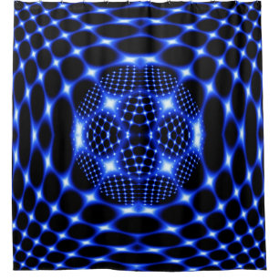 Rideaux De Douche Neon bleu globe fractal