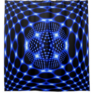 Rideaux De Douche Neon bleu globe fractal