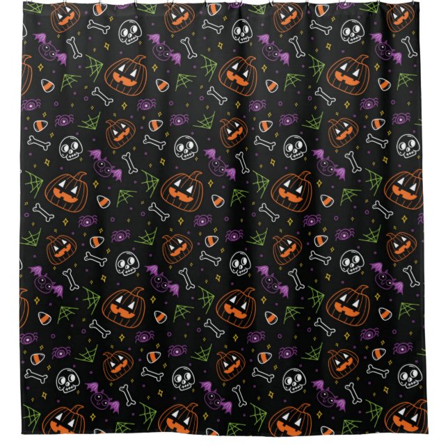 Rideaux De Douche Neon Fun Halloween Motif (Devant)