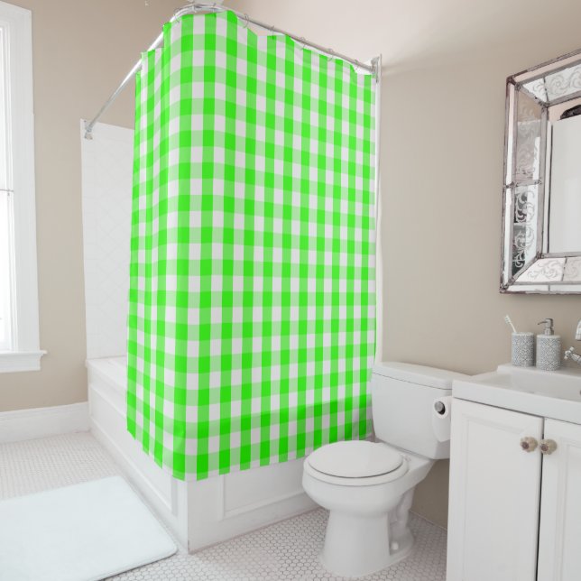 Rideaux De Douche Neon Green En vichy Motif par Shirley Taylor (En situation)