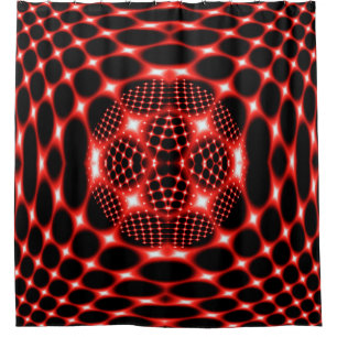 Rideaux De Douche Neon rouge globe fractale