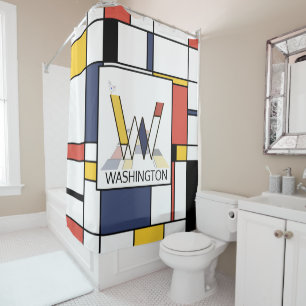 Rideaux De Douche Neoplasticisme Extraordinaire Art Monogramme. Lett