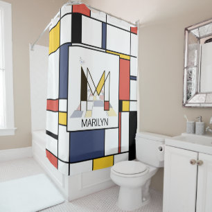 Rideaux De Douche Neoplasticisme Extraordinaire Art Monogramme. Lett