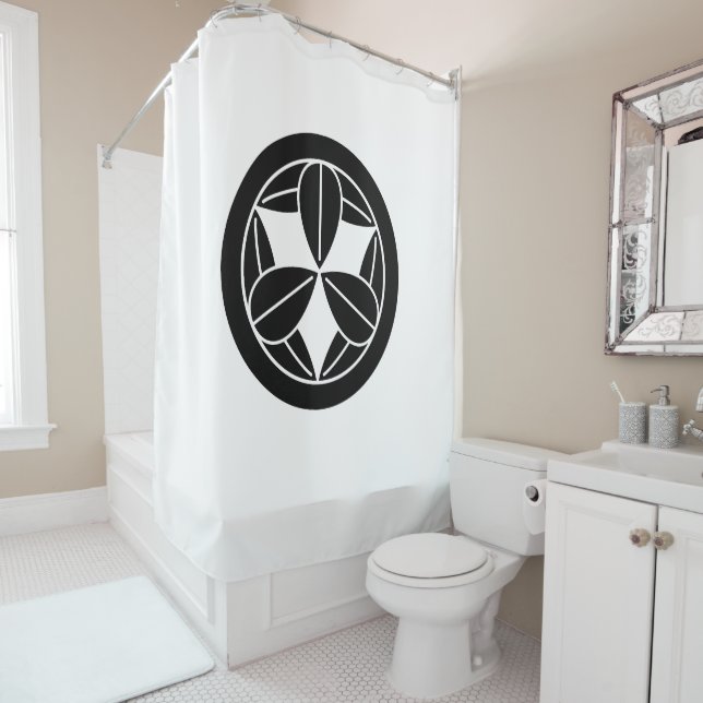 Rideaux De Douche Neuf feuilles de bambou en cercle (En situation)