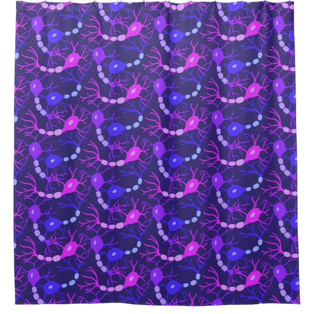 Rideaux De Douche Neurones Connectés Néon Violet (Devant)