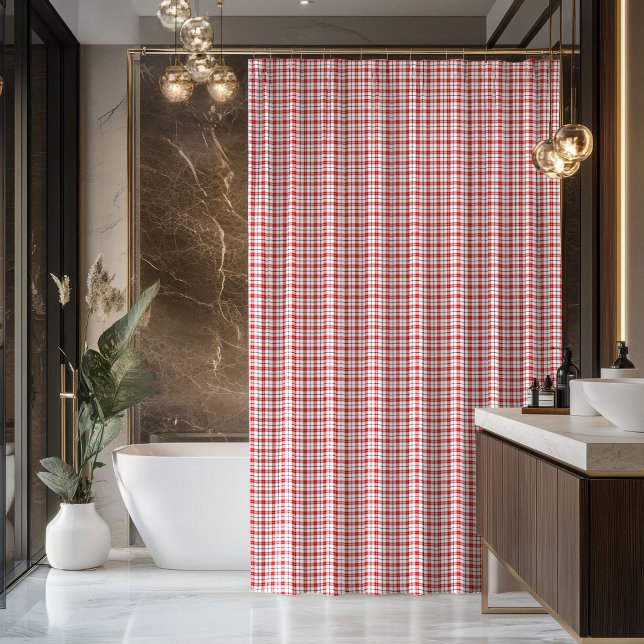 Rideaux De Douche New Home Décor Red Black Plaid Shower Curtain (New Home Décor Red Black Plaid Shower Curtain)