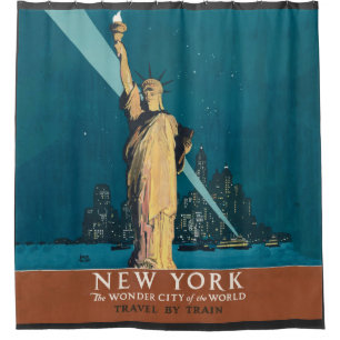Rideaux De Douche New York City Vintage voyage Liberty Skyline