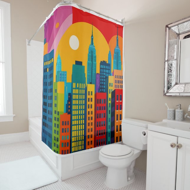 Rideaux De Douche New York Pop Art (En situation)