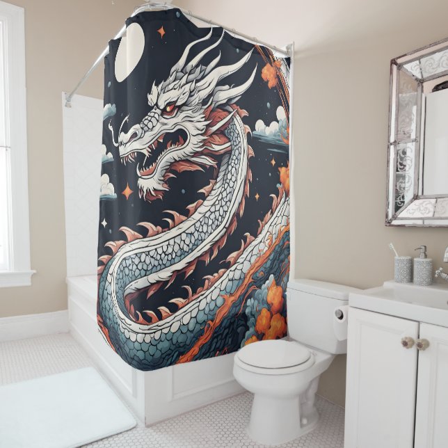Rideaux De Douche night dragon shower curtain (En situation)