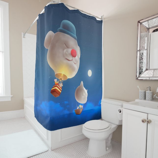 Rideaux De Douche Night Sky Balloon Adventure (En situation)