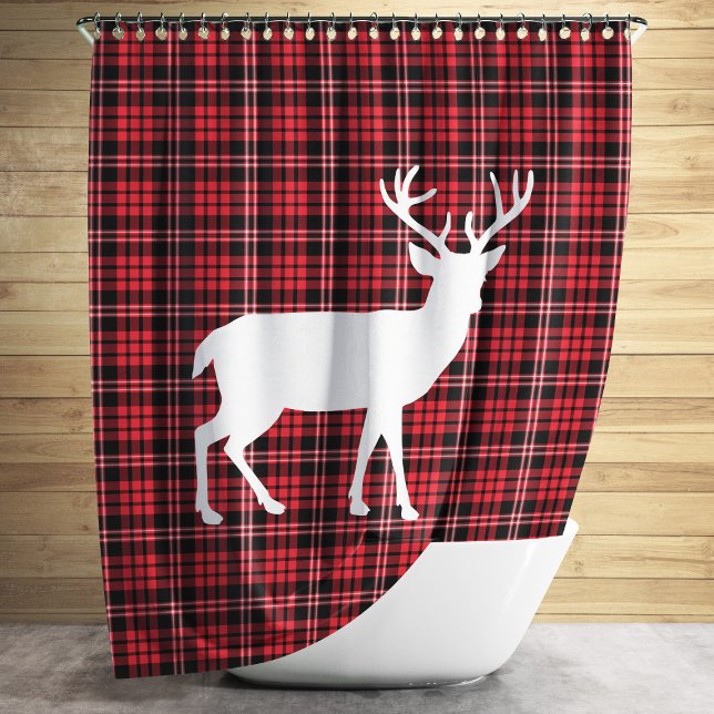 Rideaux De Douche Noël à carreaux rouge rustique (Créateur téléchargé)