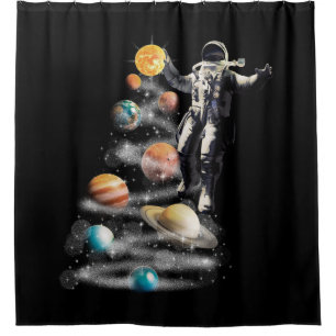 Rideaux De Douche Noël dans le système solaire spatial L'astronaute 