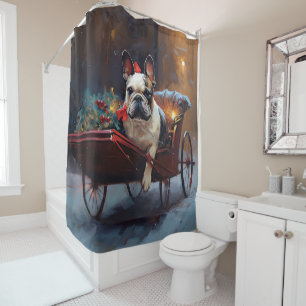 Rideaux De Douche Noël de la saison festive Bouledogue français