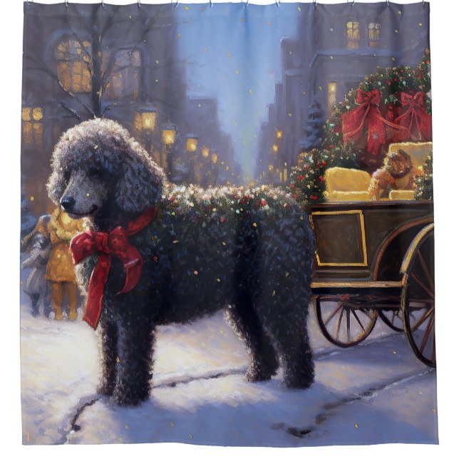 Rideaux De Douche Noël de la saison festive du Caniche (Devant)