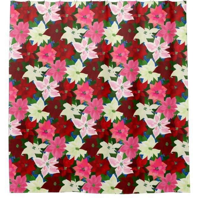 Rideaux De Douche Noël de Poinsettias (Devant)