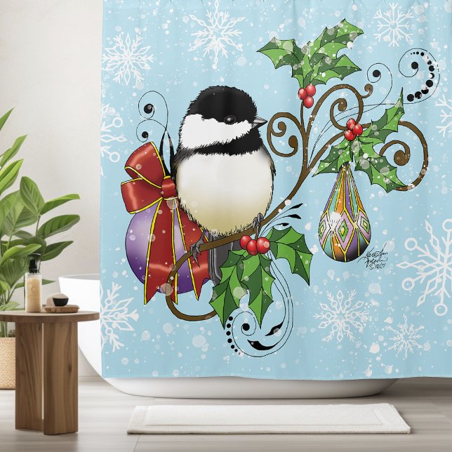 Rideaux De Douche Noël de poulet d'hiver (Créateur téléchargé)