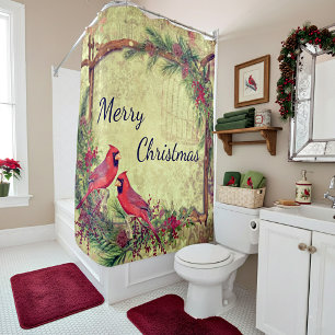 Rideaux De Douche Noël des cardinaux vintage