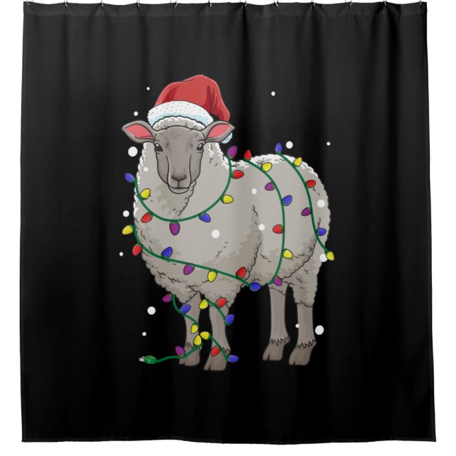 Rideaux De Douche Noël des moutons amusants | Cadeau du Père Noël (Devant)