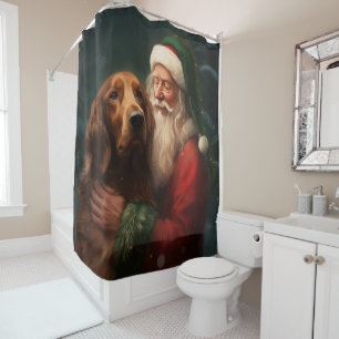 Rideaux De Douche Noël festif du Père Noël de l'Irish Red Setter