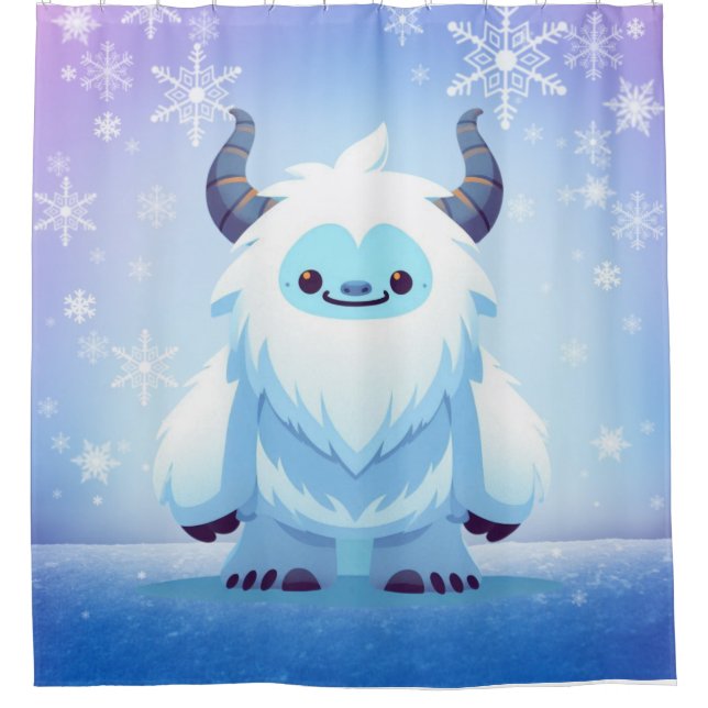 Rideaux De Douche Noël mignon/yeti d'hiver (Devant)