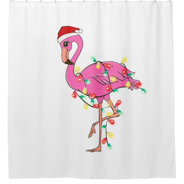 Rideaux De Douche noël moche santa claus flamingo (Devant)