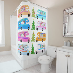 Rideaux De Douche Noël Noël à la Motorhome Camping Retro RV