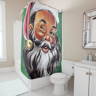 Rideaux De Douche Noël noir du Père Noël afro-américain