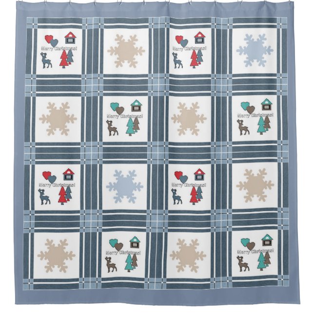 Rideaux De Douche Noël, nouvelle année, cerfs, hiver (Devant)