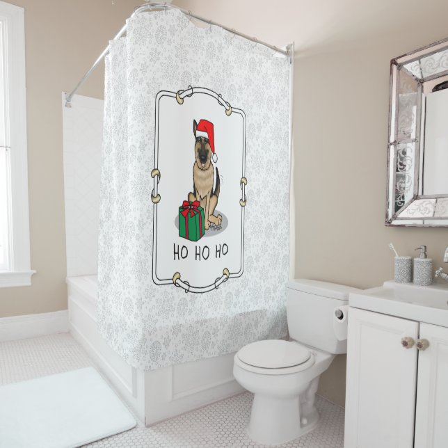 Rideaux De Douche Noël Santa Hat Allemand Berger Chien mignonne (En situation)