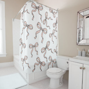 Rideaux De Douche Nœuds ruban rose tendance mignons contourné en noi