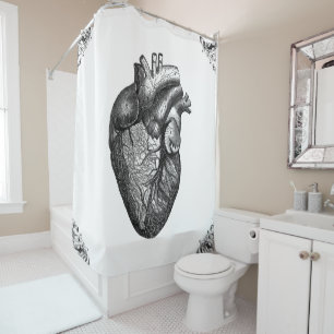 Rideaux De Douche Noir anatomique de Goth de diagramme de coeur
