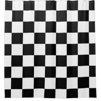 Rideaux De Douche Noir avec le damier blanc