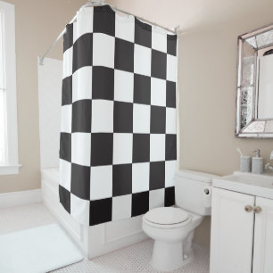 Rideaux De Douche Noir blanc À damiers Motif moderne