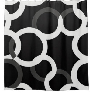 Rideaux de douche Noir/Blanc Cercles Infinis