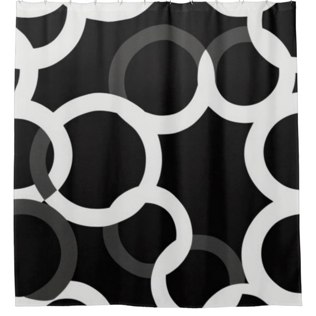 Rideaux de douche Noir/Blanc Cercles Infinis (Devant)