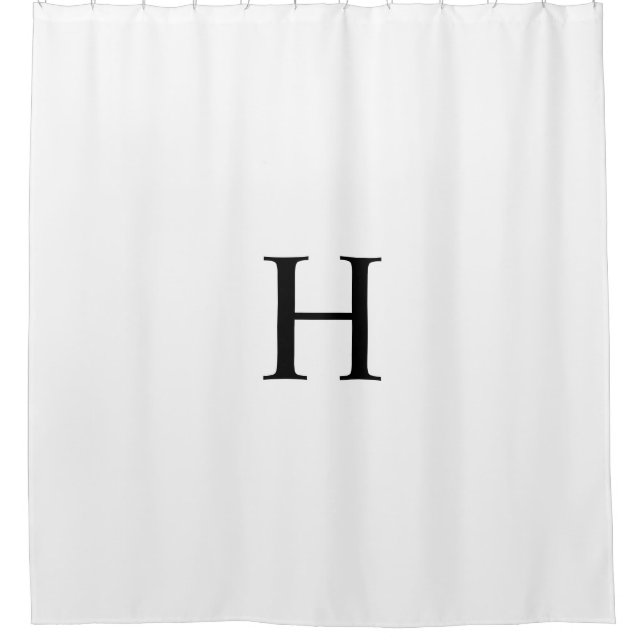 Rideaux De Douche Noir Blanc Élégant Classique Monogramme (Devant)