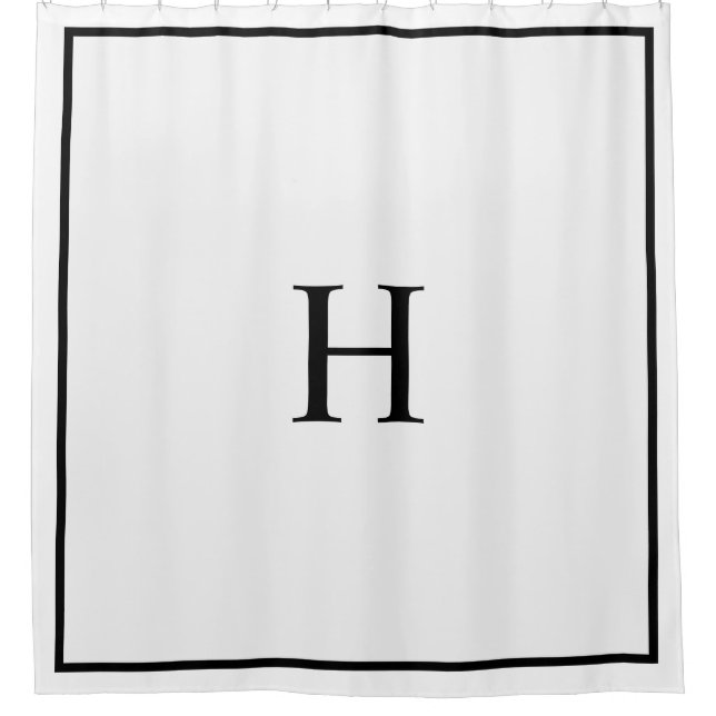Rideaux De Douche Noir Blanc Élégant Moderne Monogramme (Devant)