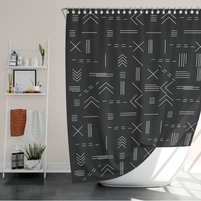 Rideaux De Douche Noir Blanc magnifique Motif géométrique moderne (Black White Gorgeous Modern Geometric Pattern Shower Curtain)