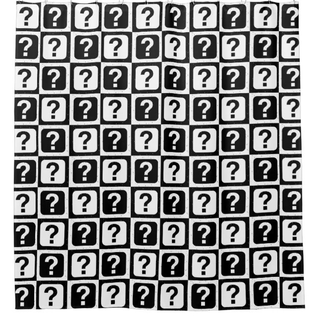 Rideaux De Douche Noir blanc Question Mark Riddle Block Monogramme (Devant)
