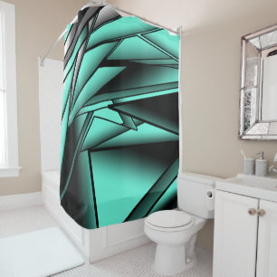 Rideaux De Douche Noir Blanc Turquoise Ombre Art Abstrait moderne