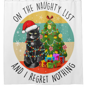 Rideaux De Douche Noir Chat Noël Sur La Liste Coquine Et Je Regrette