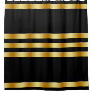 Rideaux De Douche Noir Couleur Solide Badge Or Personnalisé Personn