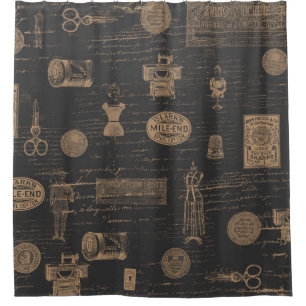 Rideaux De Douche Noir de couture de notions de cru