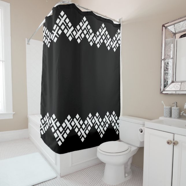 Rideaux De Douche Noir et blanc (En situation)