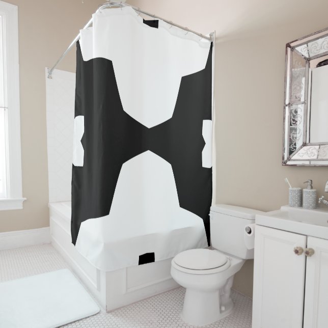 Rideaux De Douche Noir et blanc Géométrique Gras (En situation)