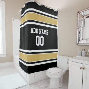 Rideaux De Douche Noir et nombre nommé fait sur commande du Jersey