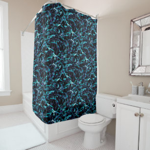 Rideaux De Douche Noir Violet & Bleu Aqua Électrique Choquant