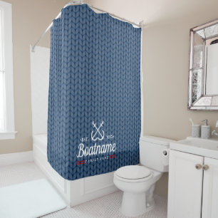 Rideaux De Douche Nom de bateau nautique personnalisé motif monté