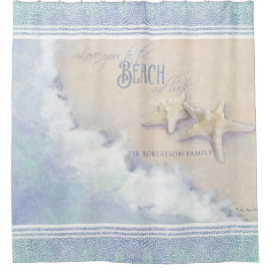 Rideaux De Douche Nom de famille Beach Ocean Waves Sand Starfish